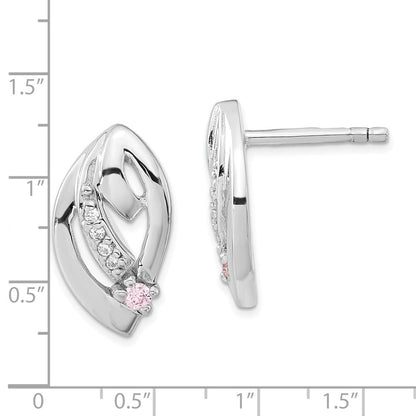Sterlingsilber Rhodiniert Rosa & Klar Zirkonia Ohrstecker