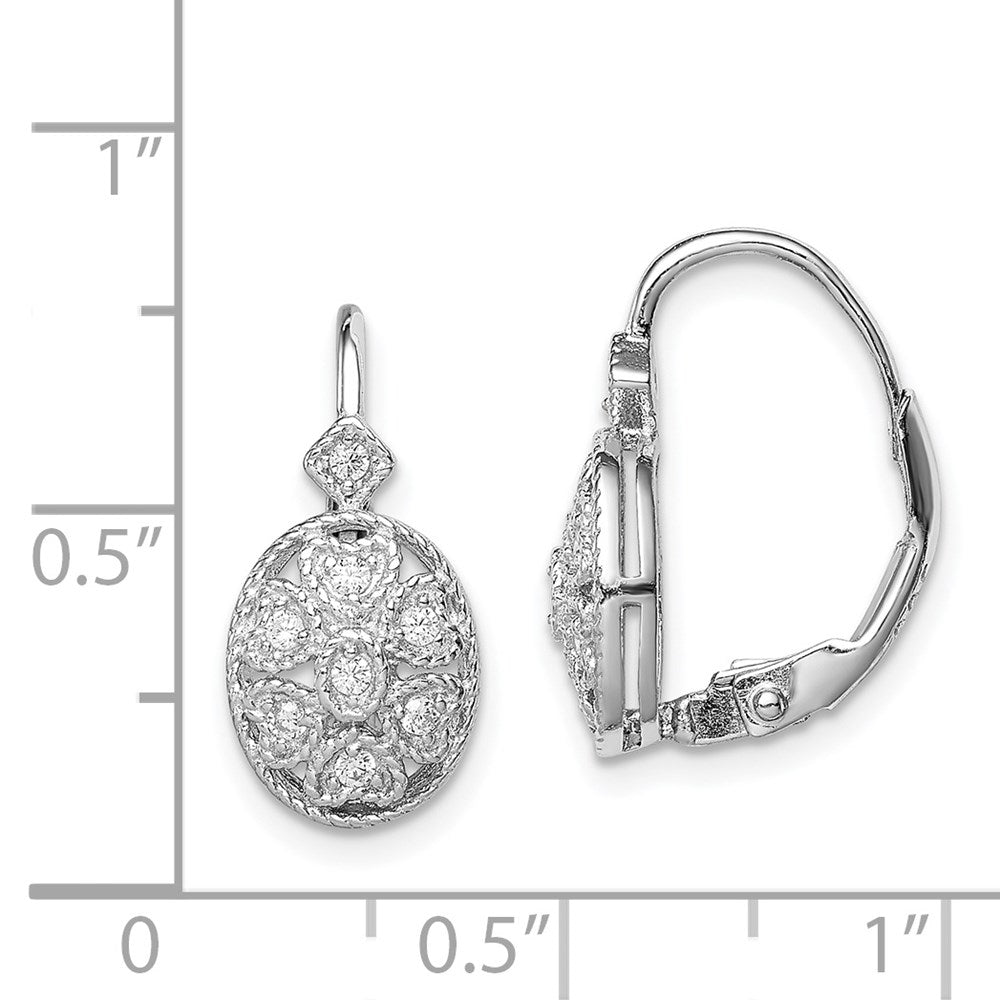 Sterlingsilber Rhodiniert Poliert Zirkonia Ohrhänger mit Brisur
