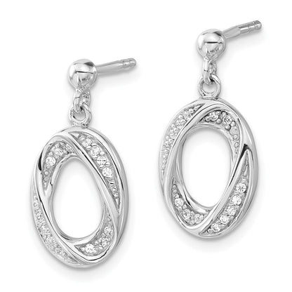Sterlingsilber Fantasie Zirkonia Oval Hängend Ohrstecker
