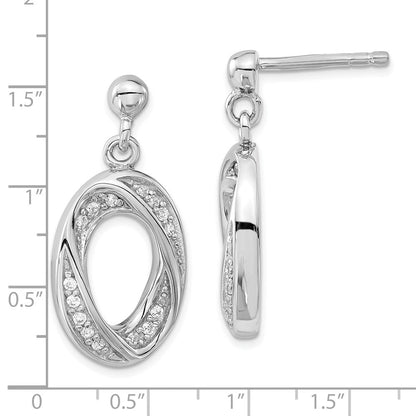 Sterlingsilber Fantasie Zirkonia Oval Hängend Ohrstecker