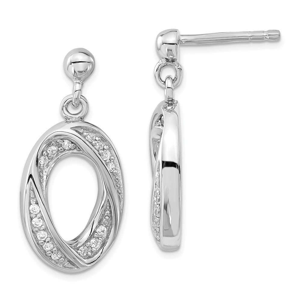 Sterlingsilber Fantasie Zirkonia Oval Hängend Ohrstecker