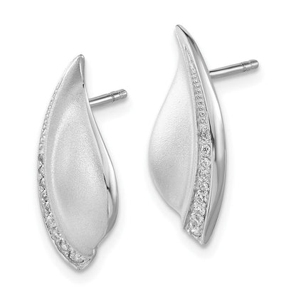 Sterlingsilber Poliert & Satiniert Zirkonia Fantasie Ohrstecker