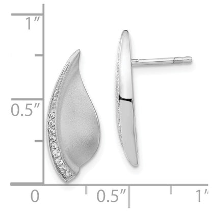 Sterlingsilber Poliert & Satiniert Zirkonia Fantasie Ohrstecker