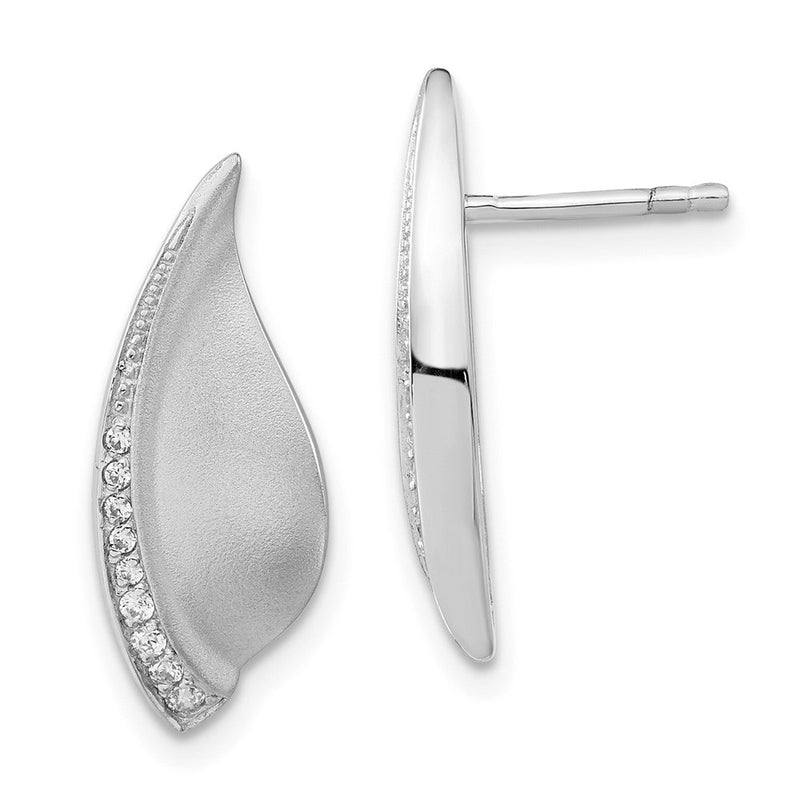 Sterlingsilber Poliert & Satiniert Zirkonia Fantasie Ohrstecker