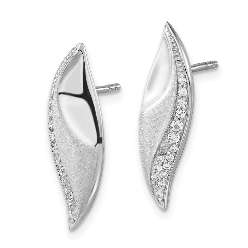 Sterlingsilber Poliert & Gebürstet Zirkonia Fantasie Ohrstecker