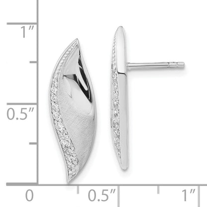 Sterlingsilber Poliert & Gebürstet Zirkonia Fantasie Ohrstecker