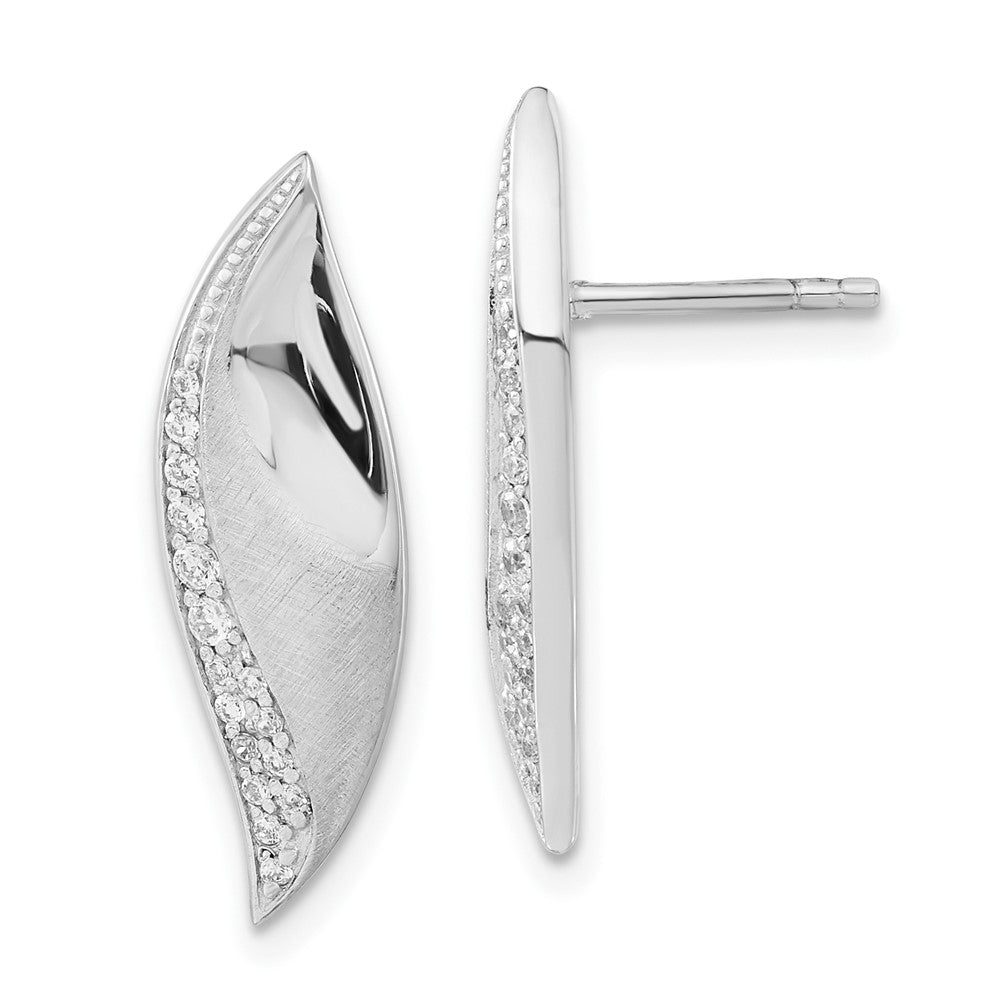 Sterlingsilber Poliert & Gebürstet Zirkonia Fantasie Ohrstecker