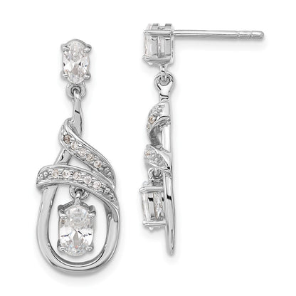 Sterlingsilber Zirkonia Fantasie Tropfen Hängend Ohrstecker