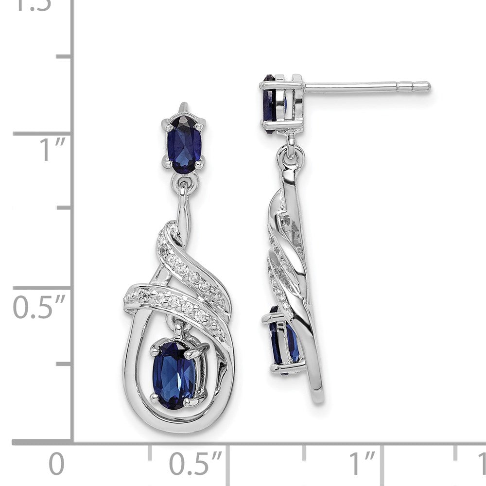 Sterlingsilber Rhodiniert Im Labor Erzeugt Saphir Zirkonia Ohrstecker