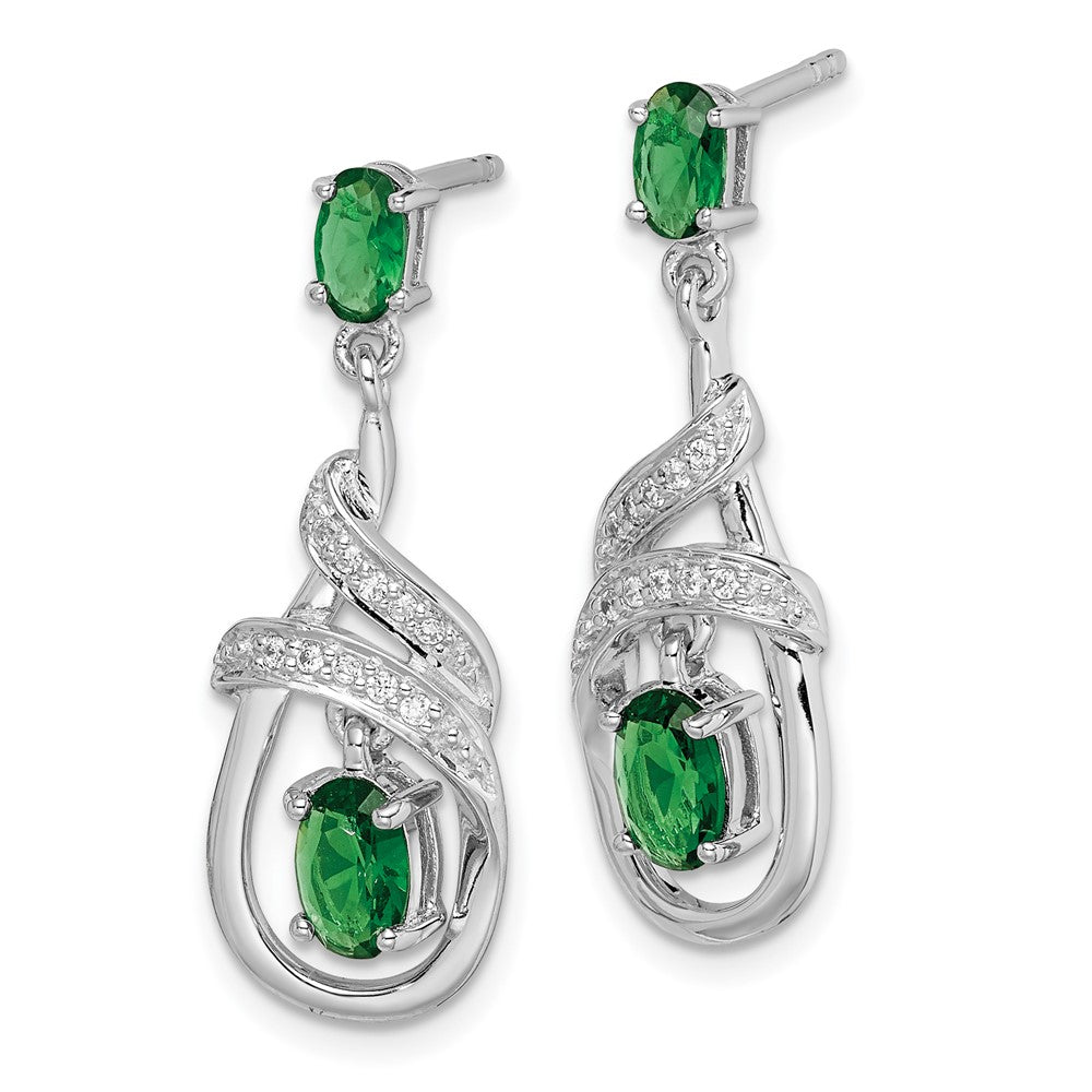 Sterlingsilber Rhodiniert Weiß/green Zirkonia Hängend Ohrstecker