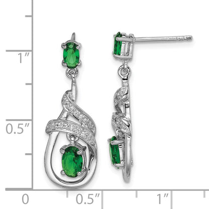 Sterlingsilber Rhodiniert Weiß/green Zirkonia Hängend Ohrstecker
