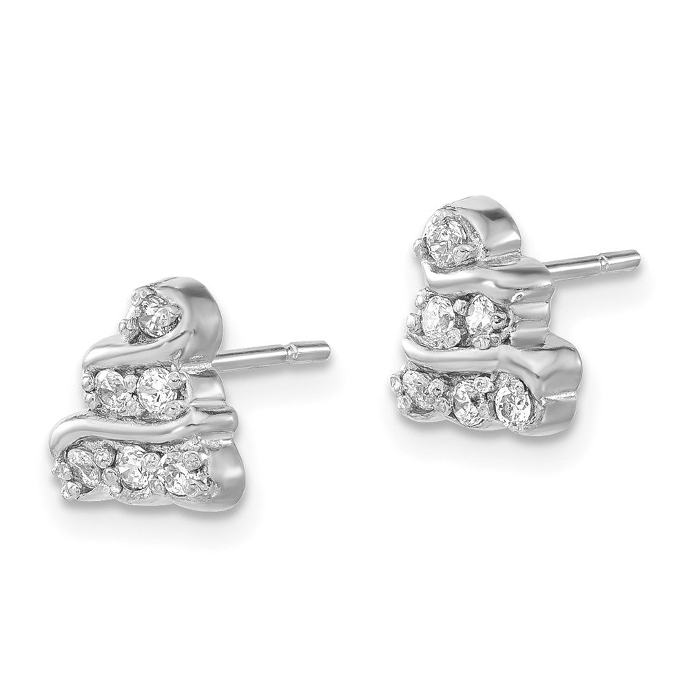 Sterlingsilber Rhodiniert Poliert Zirkonia Ohrstecker