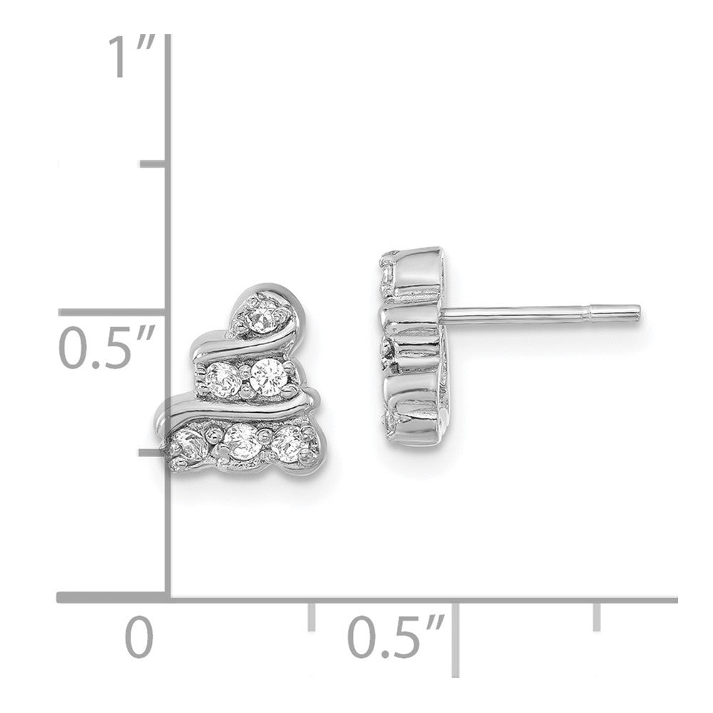Sterlingsilber Rhodiniert Poliert Zirkonia Ohrstecker