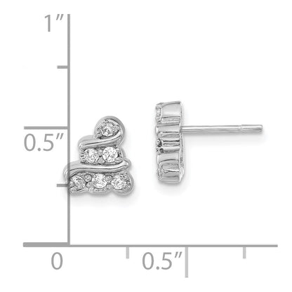 Sterlingsilber Rhodiniert Poliert Zirkonia Ohrstecker