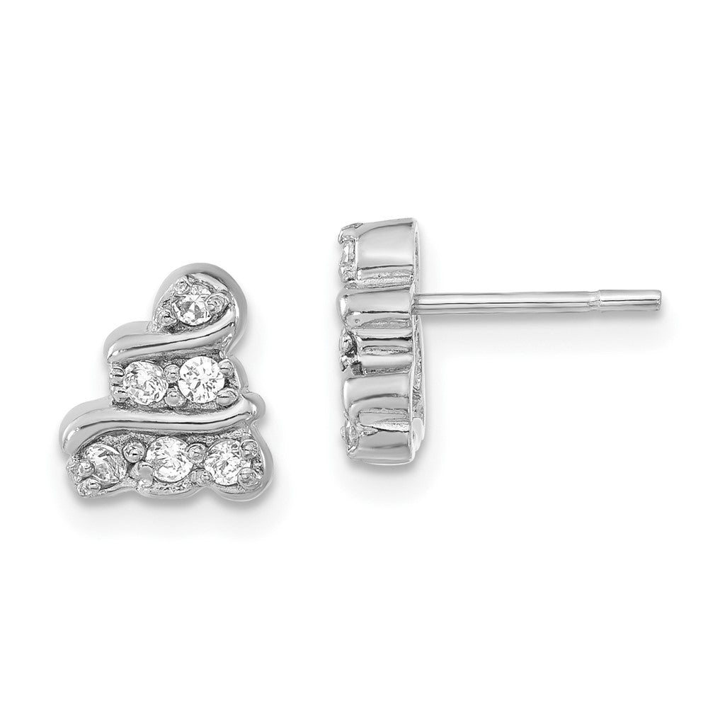 Sterlingsilber Rhodiniert Poliert Zirkonia Ohrstecker