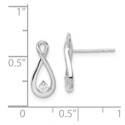 Sterlingsilber Rhodiniert Poliert Zirkonia Unendlichkeit Ohrstecker