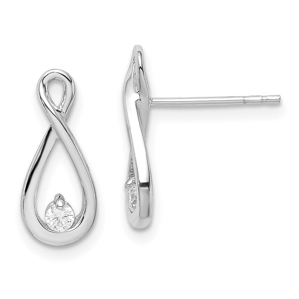 Sterlingsilber Rhodiniert Poliert Zirkonia Unendlichkeit Ohrstecker