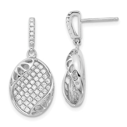 Sterlingsilber & Zirkonia Oval Stecker Ohrhänger