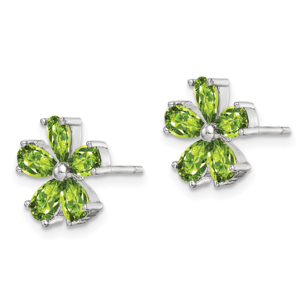 Sterlingsilber Rhodiniert Peridot Blumen Ohrringe