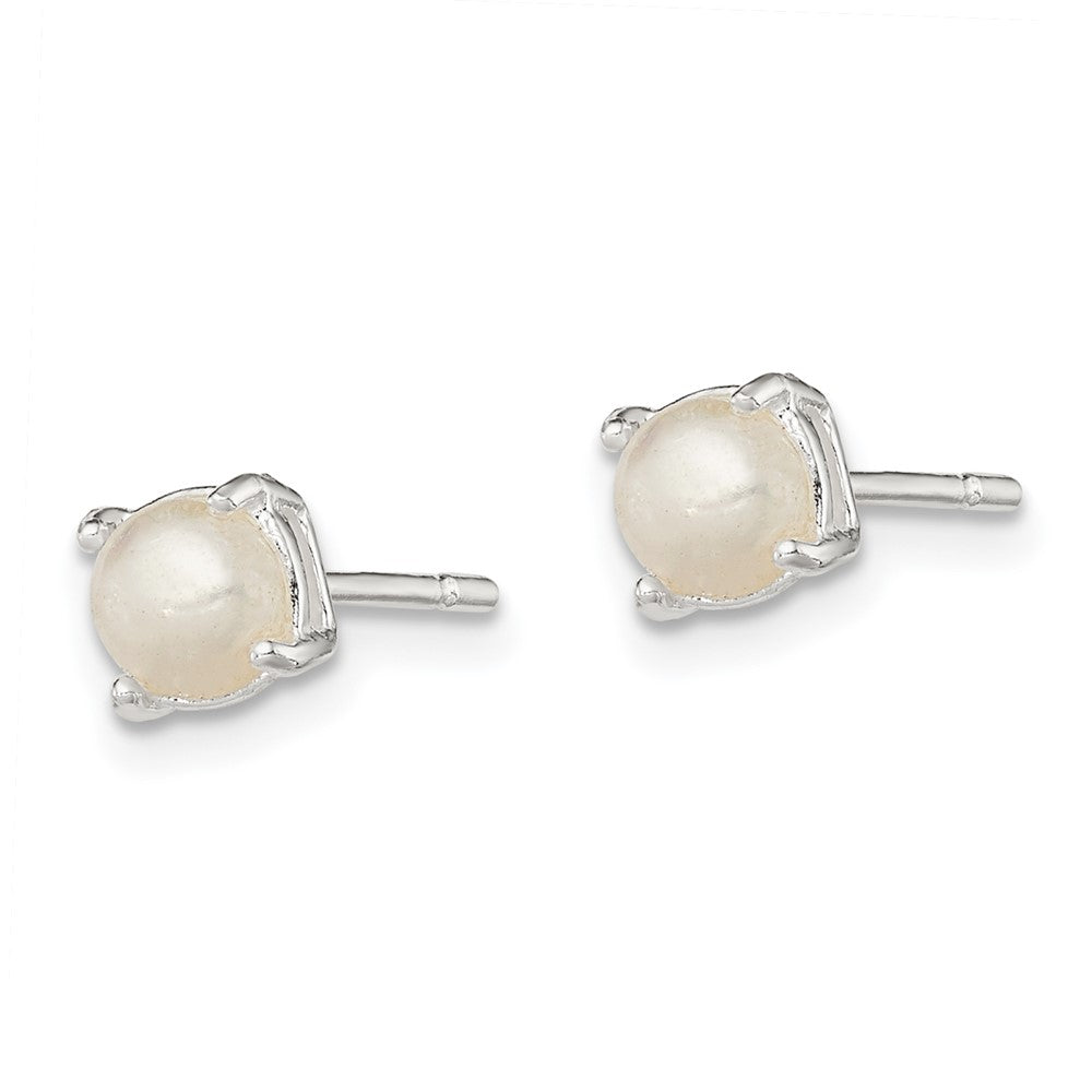 Sterlingsilber Poliert Imitat Perle Ohrstecker