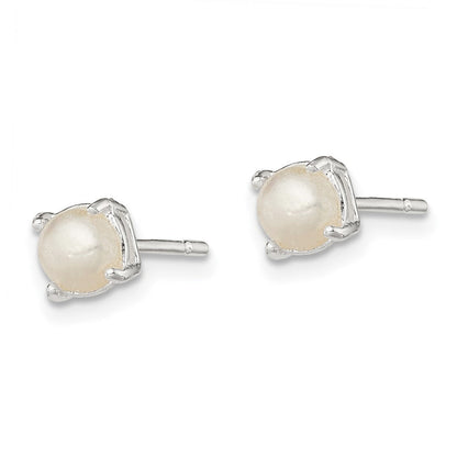 Sterlingsilber Poliert Imitat Perle Ohrstecker
