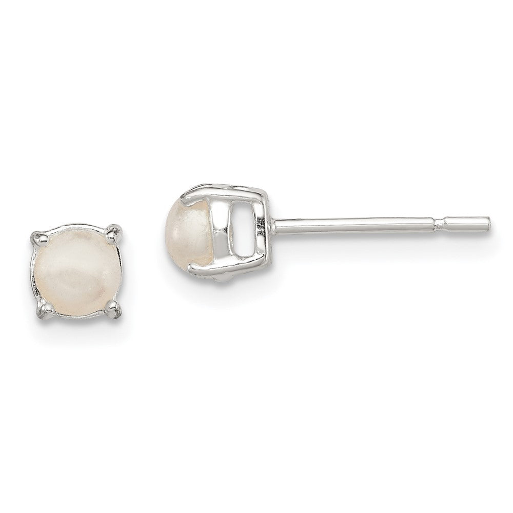 Sterlingsilber Poliert Imitat Perle Ohrstecker