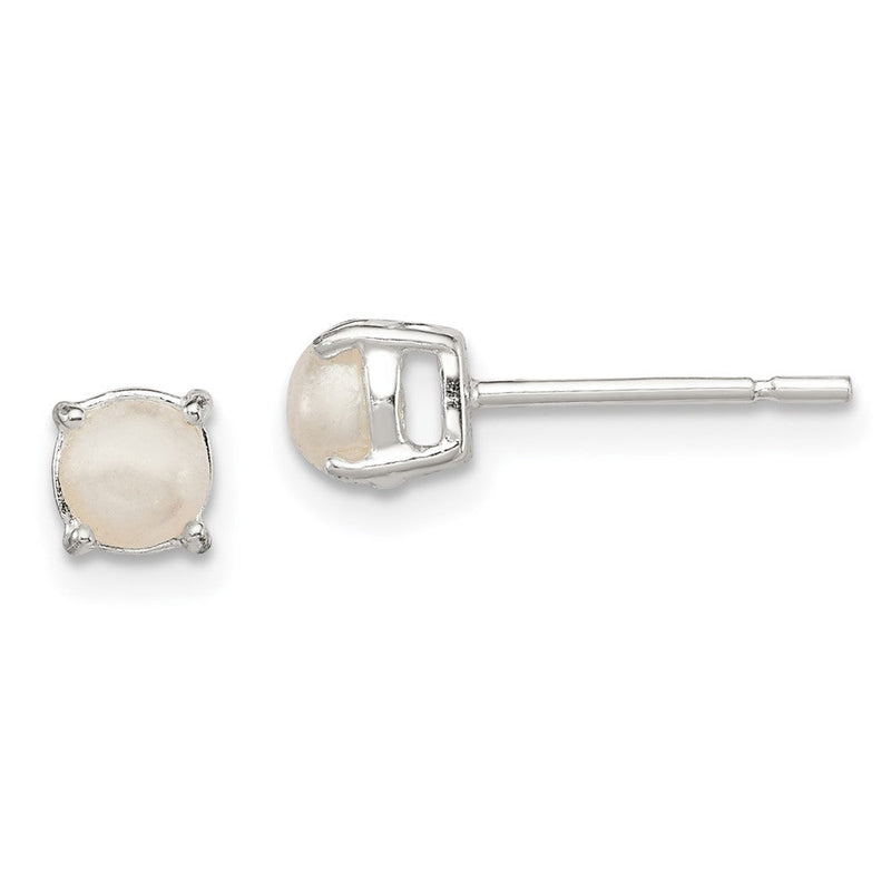 Sterlingsilber Poliert Imitat Perle Ohrstecker