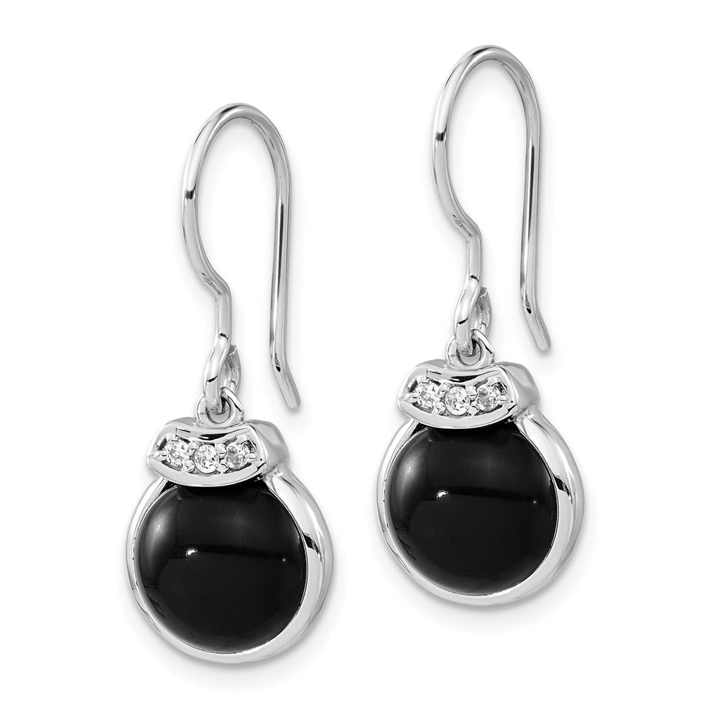 Sterlingsilber Poliert Rund Schwarz Achat & Zirkonia Ohrhänger