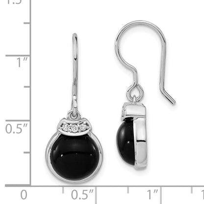 Sterlingsilber Poliert Rund Schwarz Achat & Zirkonia Ohrhänger
