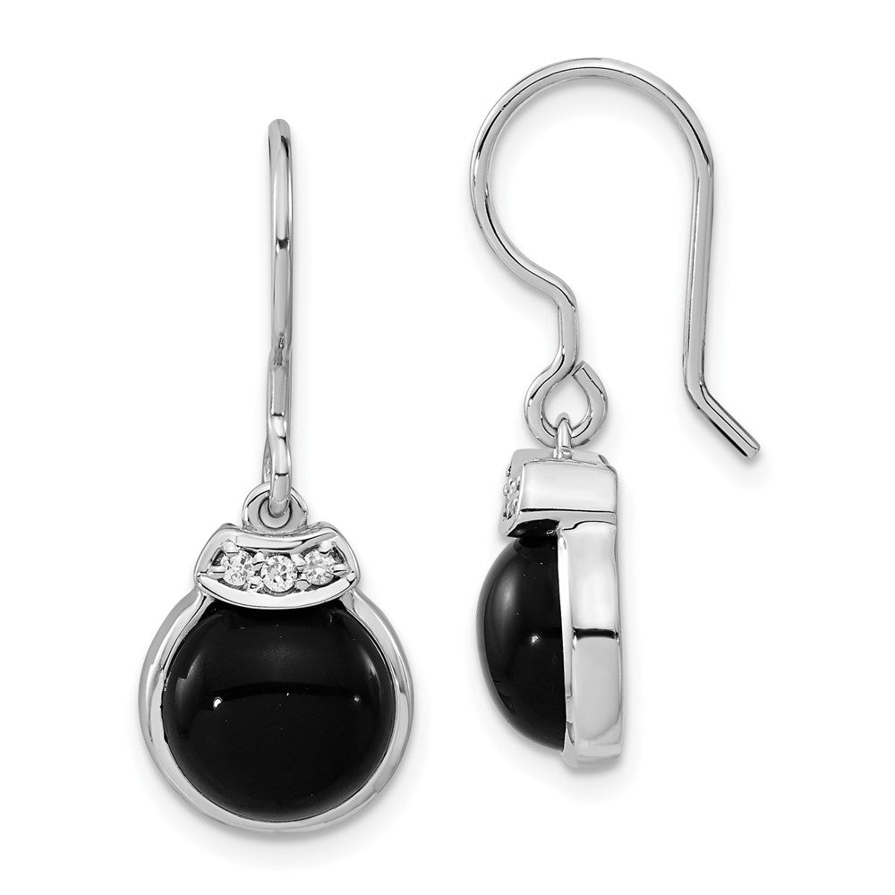 Sterlingsilber Poliert Rund Schwarz Achat & Zirkonia Ohrhänger