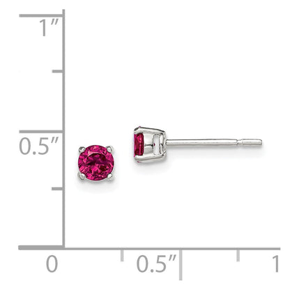Sterlingsilber Poliert 4mm Rund Rot Glas Ohrstecker