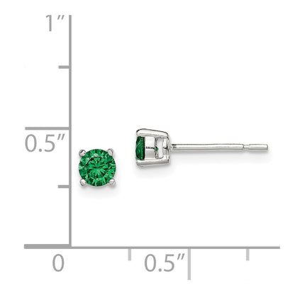 Sterlingsilber Poliert 4mm Rund Grün Glas Ohrstecker