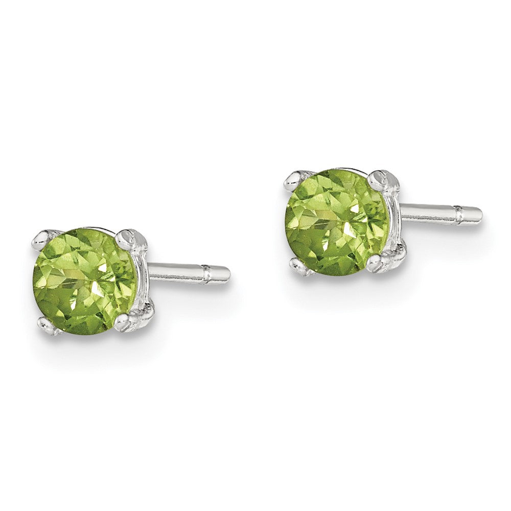 Sterlingsilber Poliert 4mm Rund Licht Grün Zirkonia Ohrstecker