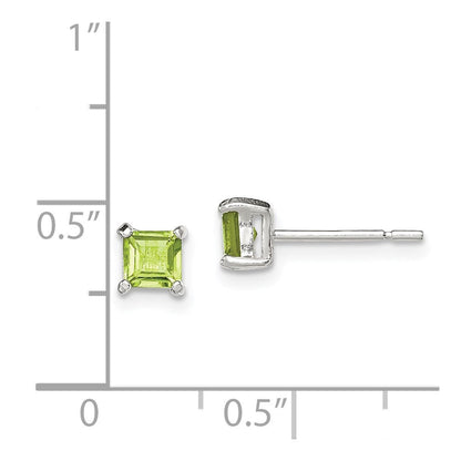 Sterlingsilber Poliert 4mm Quadratisch Licht Grün Zirkonia Ohrstecker