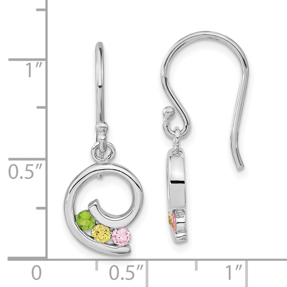 Sterlingsilber Poliert Grün,yellow & Rosa Zirkonia Wirbel Ohrhänger
