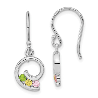 Sterlingsilber Poliert Grün,yellow & Rosa Zirkonia Wirbel Ohrhänger