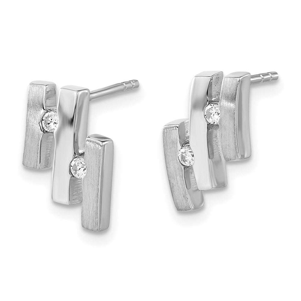 Sterlingsilber Gebürstet und Poliert Zirkonia Ohrstecker