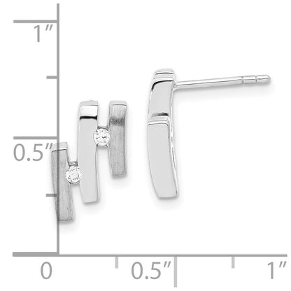 Sterlingsilber Gebürstet und Poliert Zirkonia Ohrstecker
