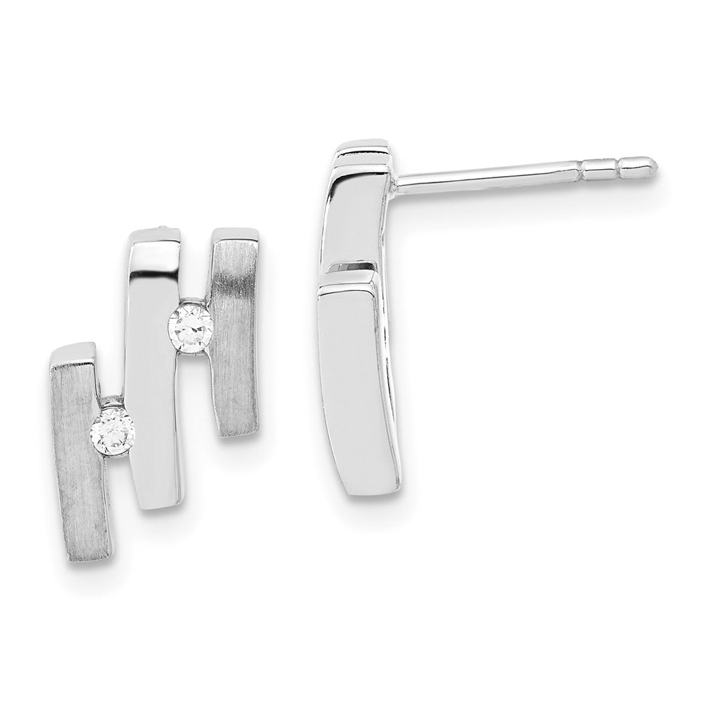 Sterlingsilber Gebürstet und Poliert Zirkonia Ohrstecker