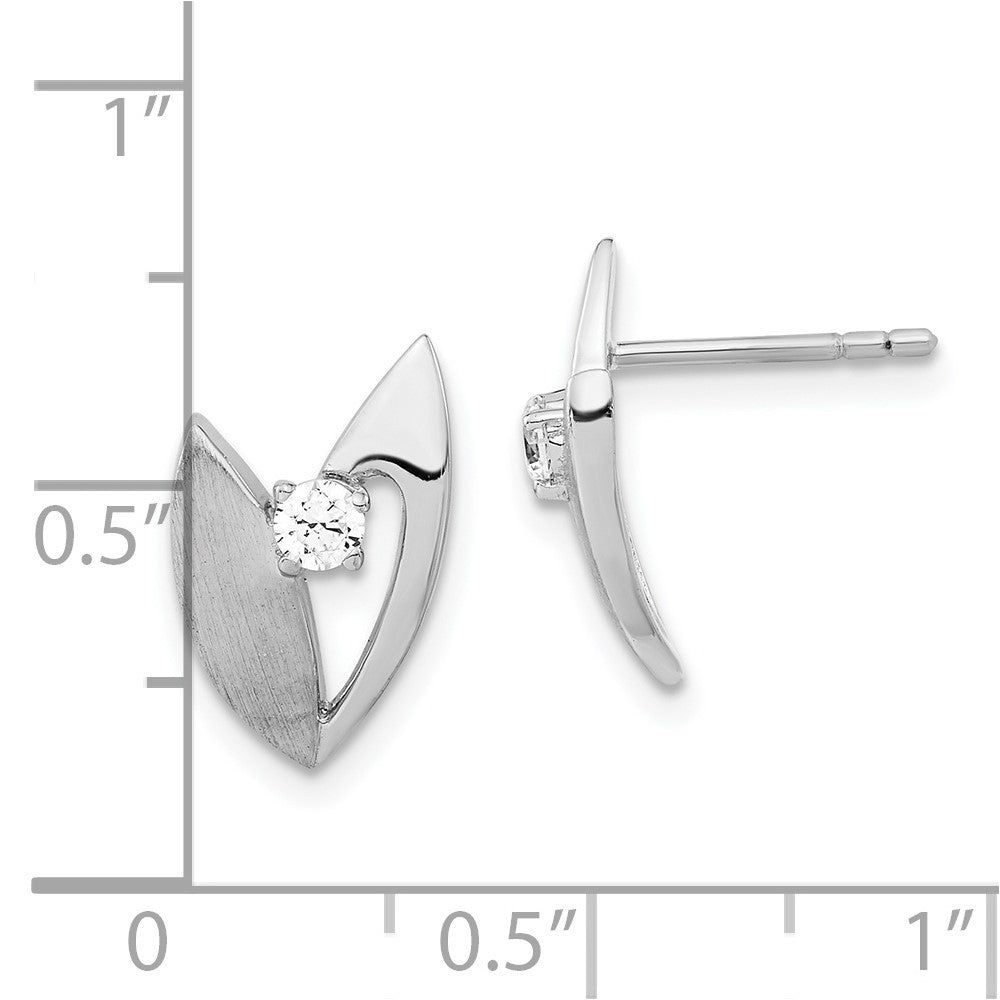 Sterlingsilber Poliert und Gebürstet Zirkonia Ohrringe