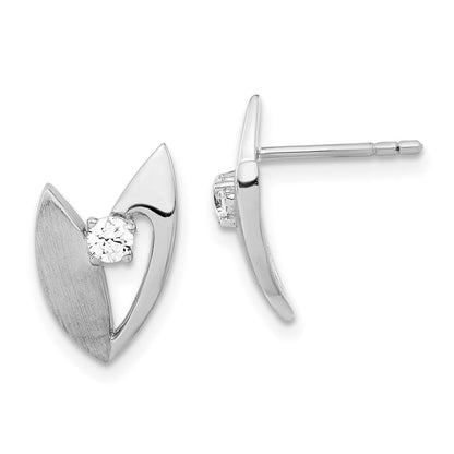 Sterlingsilber Poliert und Gebürstet Zirkonia Ohrringe