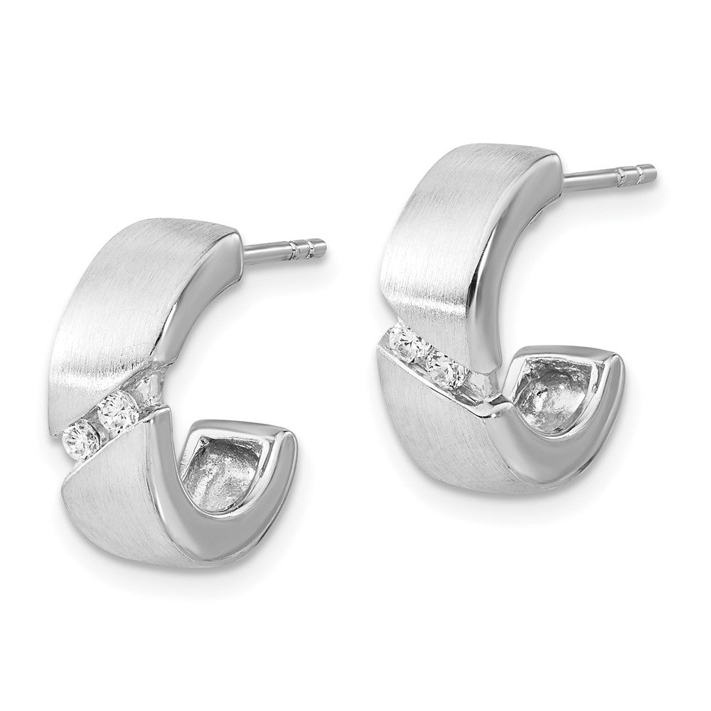 Sterlingsilber Poliert & Gebürstet Zirkonia Stecker Creolen