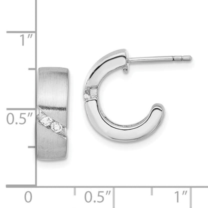 Sterlingsilber Poliert & Gebürstet Zirkonia Stecker Creolen
