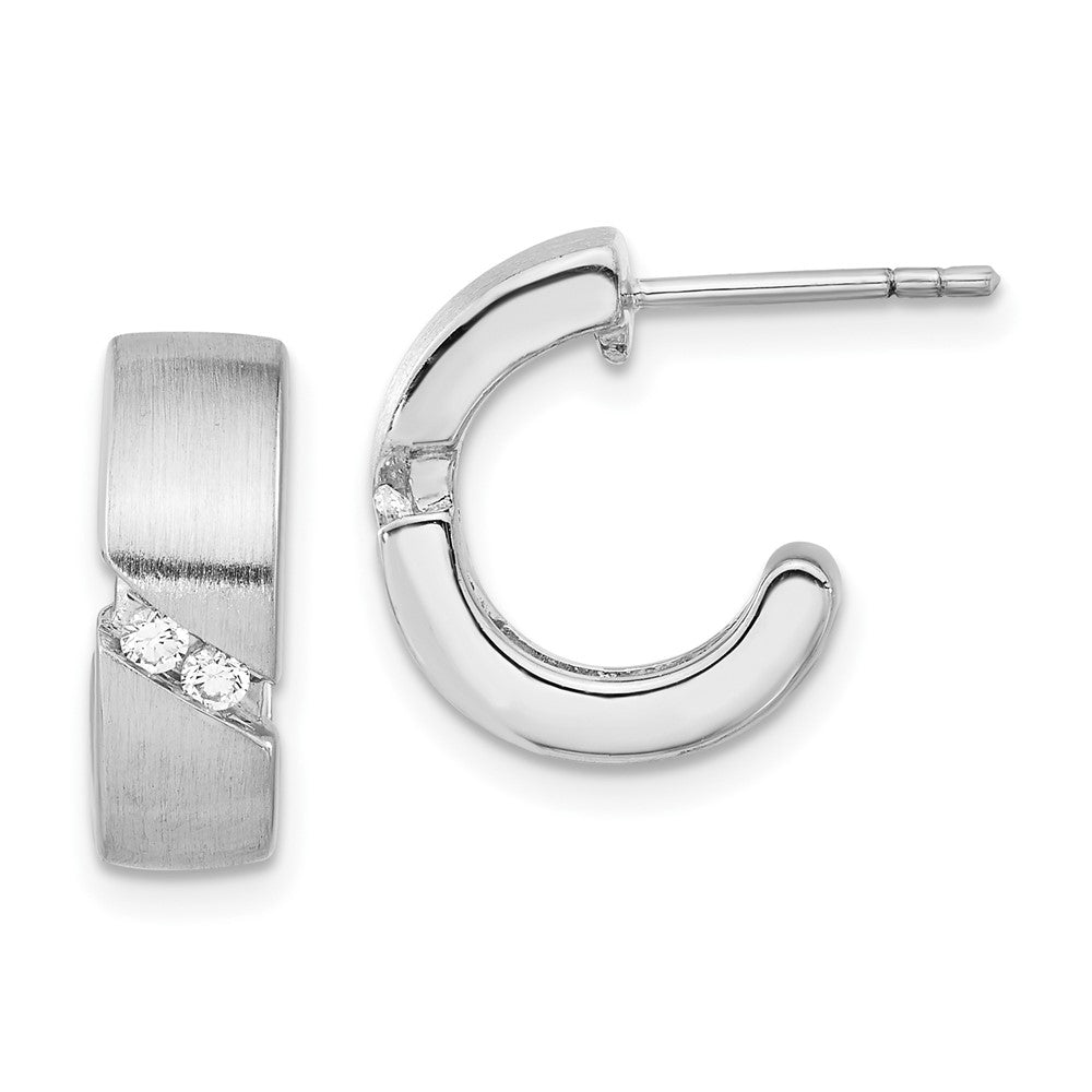 Sterlingsilber Poliert & Gebürstet Zirkonia Stecker Creolen