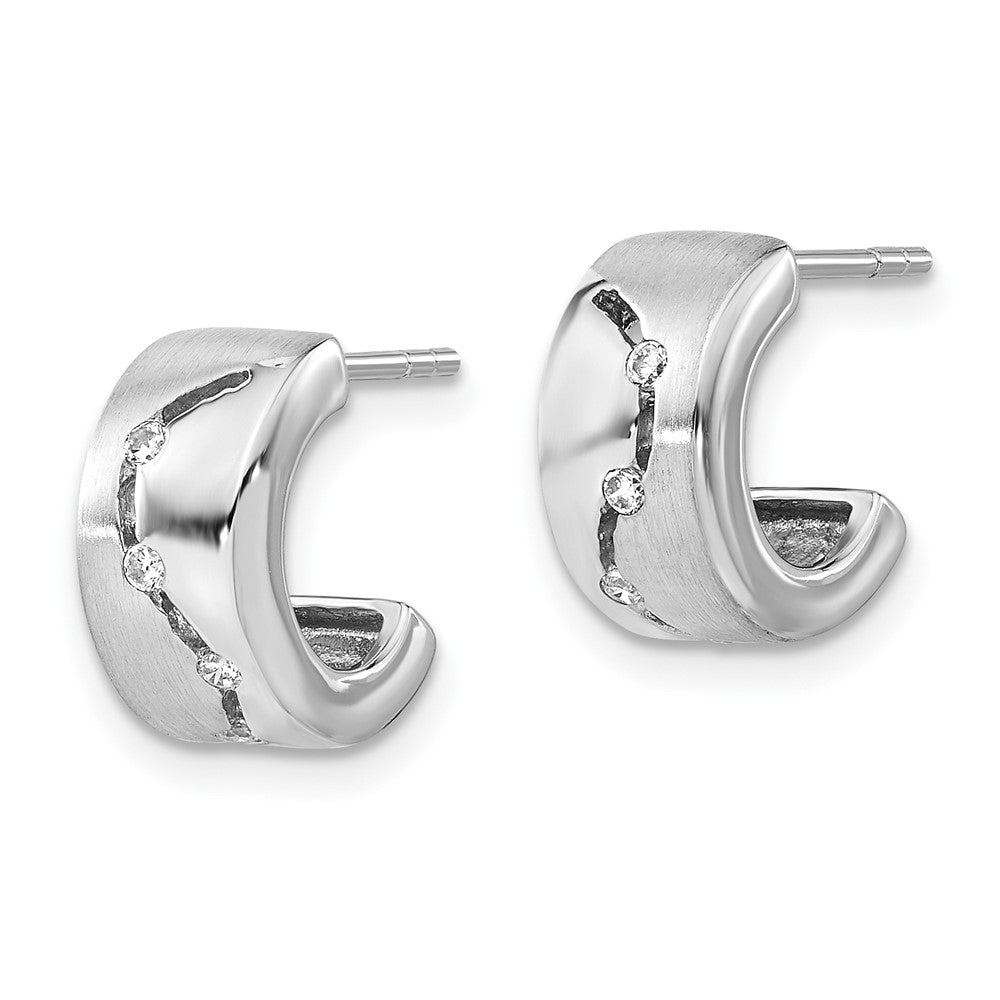 Sterlingsilber Gebürstet & Poliert Zirkonia Stecker C- Creolen