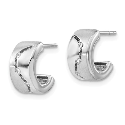 Sterlingsilber Gebürstet & Poliert Zirkonia Stecker C- Creolen