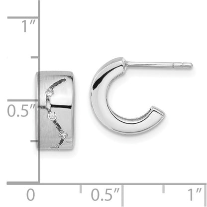 Sterlingsilber Gebürstet & Poliert Zirkonia Stecker C- Creolen
