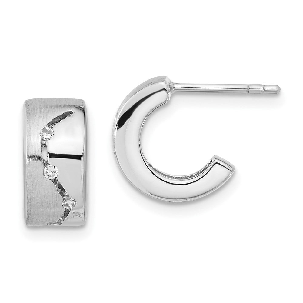 Sterlingsilber Gebürstet & Poliert Zirkonia Stecker C- Creolen