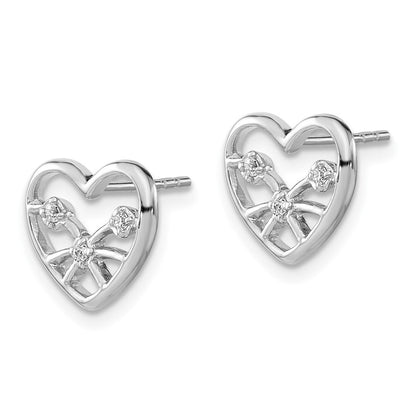 Sterlingsilber Poliert Zirkonia Herz Ohrstecker