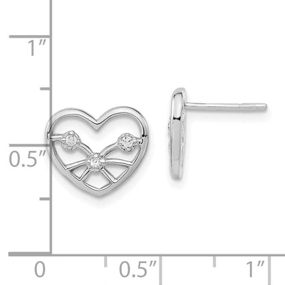 Sterlingsilber Poliert Zirkonia Herz Ohrstecker